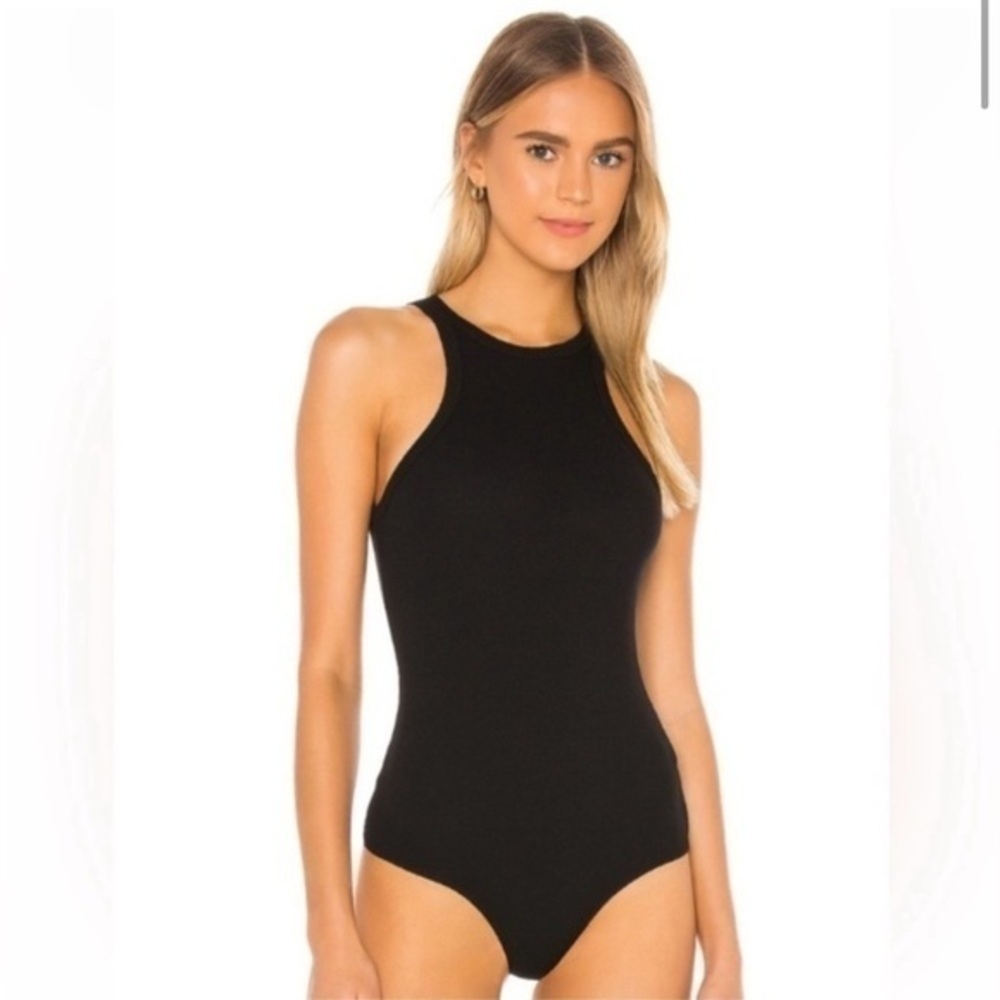 AGOLDE Rianne Ribbed Bodysuit Black Women’s XS High Neck Racerback - Picture 2 of 6